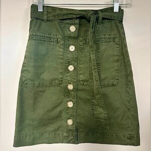 J. Crew Reimagined Green Denim Button Down Skirt size 00P
